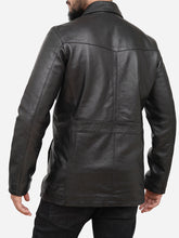 Load image into Gallery viewer, Men Vintage Trucker Style Black Leather Jacket