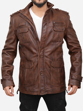 Load image into Gallery viewer, Finley Vintage Brown Leather Jacket