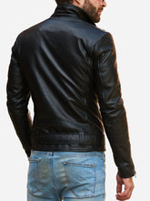Load image into Gallery viewer, Men Classic Black Biker Leather Jacket