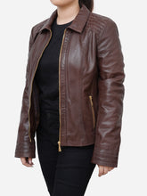 Load image into Gallery viewer, Fitted Style Casual Vintage Brown Leather Jacket For Women