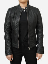 Load image into Gallery viewer, Stephanie Black Classic Leather Motorcycle Jacket