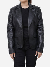 Load image into Gallery viewer, Olivia Sheepskin Genuine Black Leather Blazer