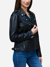 Load image into Gallery viewer, Genuine Black Leather Biker Jacket