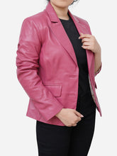 Load image into Gallery viewer, Real Barbie Pink Leather Blazer For Women