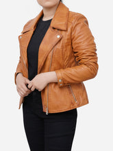 Load image into Gallery viewer, Women Distressed Brown Leather Jacket