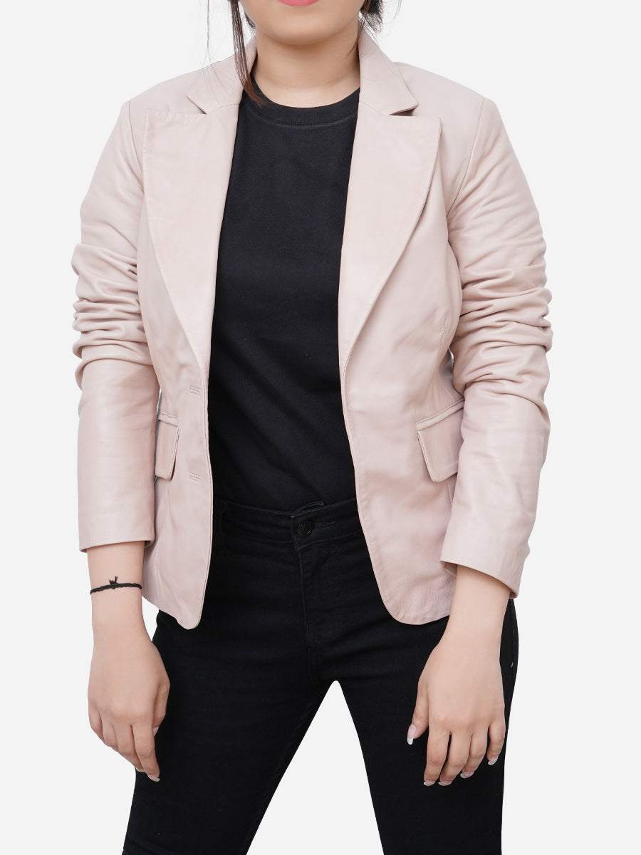 Bossy Beauty Faux Leather Blazer In Pink