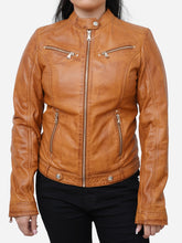 Load image into Gallery viewer, Women Genuine Vintage Cafe Racer Brown Leather Jacket