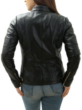 Load image into Gallery viewer, Womens Leather Motorcycle Jacket