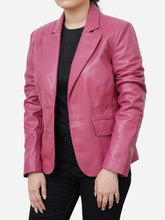 Load image into Gallery viewer, Women Barbie Pink Genuine Leather Blazer