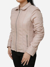Load image into Gallery viewer, Casual Light Pink Leather Jacket For Women