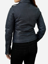 Load image into Gallery viewer, Casual blue motorcycle jacket For Women