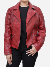 Load image into Gallery viewer, Juliette Quilted Wine Red Leather Jacket