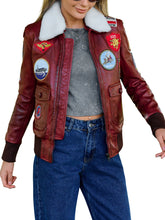 Load image into Gallery viewer, Amanda Reddish Brown A2 Bomber Leather Jacket