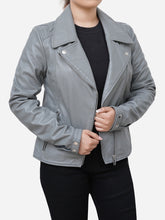 Load image into Gallery viewer, Genuine Sheepskin Women Leather Motorcycle Jacket