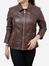 Load image into Gallery viewer, Daisy Casual Brown Genuine Leather Jacket