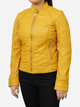 Load image into Gallery viewer, yellow leather jacket womens