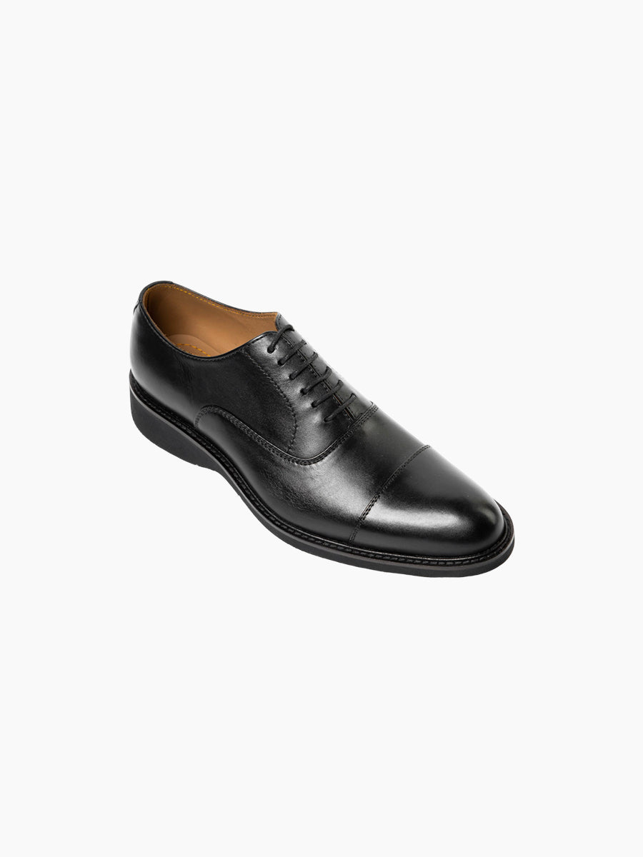 Black Rubber Sole Oxford Cap Toe Dress Shoe