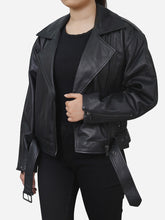 Load image into Gallery viewer, Cropped Black Leather Jacket