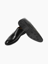Load image into Gallery viewer, Black Rubber Sole Oxford Cap Toe Dress Shoe