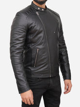 Lade das Bild in den Galerie-Viewer, Men Quilted Black Real Leather Biker Jacket
