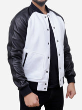 Lade das Bild in den Galerie-Viewer, Men Black and White Bomber Jacket