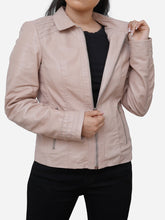 Load image into Gallery viewer, Presley Casual Light Pink Leather Jacket