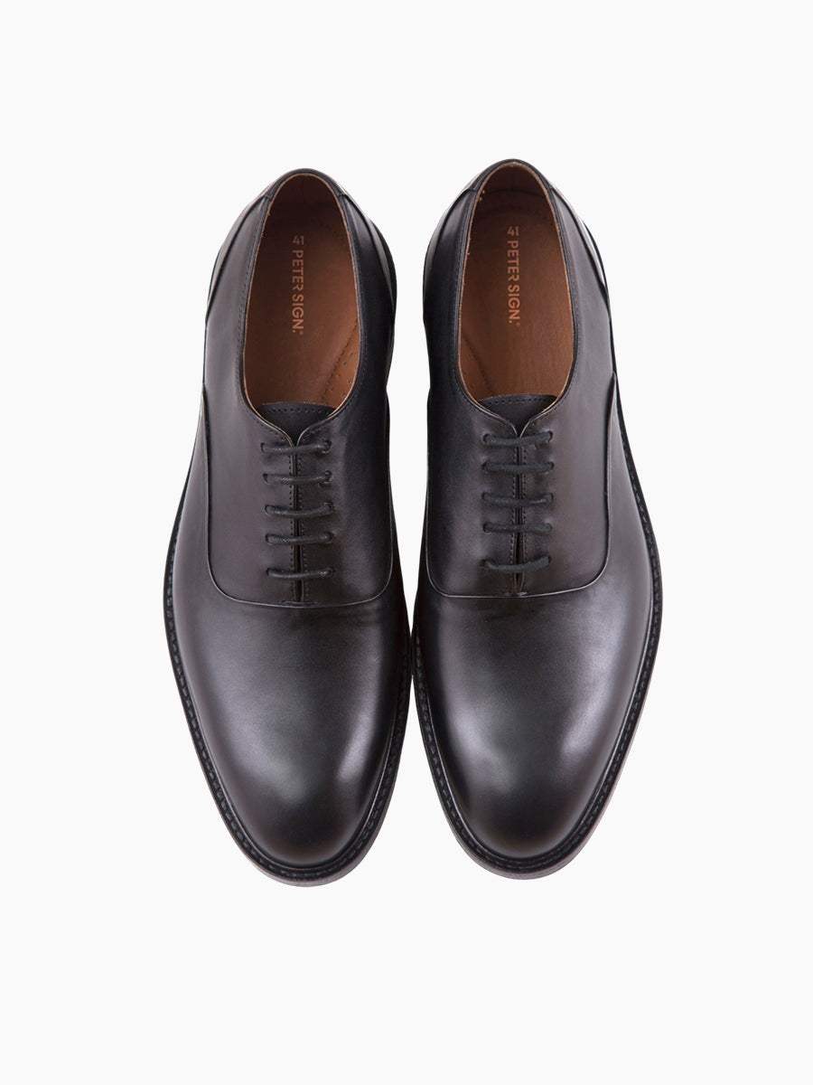 Valencia Black Oxford Cap Toe Leather Dress Shoe - Petersign display picture 2