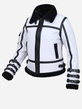 Load image into Gallery viewer, Medusa Women's B3 White Leather Bomber Jacket - Peter Sign