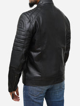 Load image into Gallery viewer, Black Genuine Leather Biker Jacket for Men