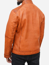 Lade das Bild in den Galerie-Viewer, Tan Brown Biker Style Leather Jacket for Men
