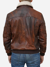 Load image into Gallery viewer, Distressed Brown Waxed Flying Fighter Leather Jacket for Men