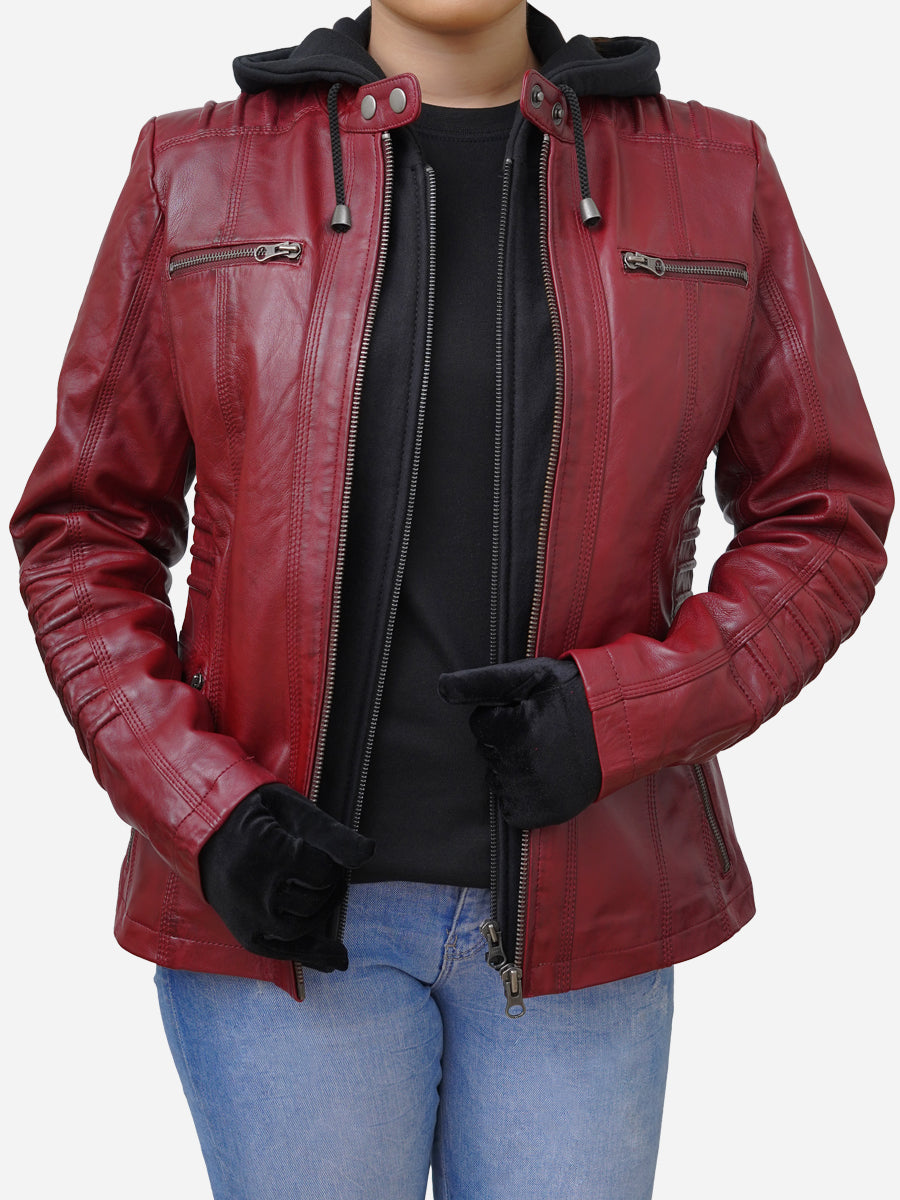 thumbnail image 2 of Designer Stylish Quilted Wear Lambskin Real Leather Biker Jacket For Women UW26 2 of 14