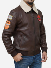 Load image into Gallery viewer, Walnut Brown Leather Flight Bomber Jacket for Men

