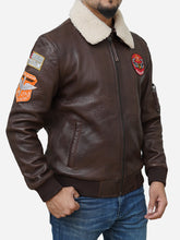 Load image into Gallery viewer, Walnut Brown Leather Flight Bomber Jacket for Men