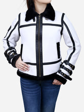 Load image into Gallery viewer, Medusa Women's B3 White Leather Bomber Jacket - Peter Sign