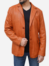 Load image into Gallery viewer, Men Causal Two Button Tan Brown Real Leather Blazer - Peter Sign
