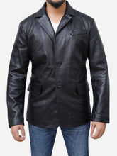Load image into Gallery viewer, Men Two Button Casual Black Genuine Leather Blazer Coat - Peter Sign
