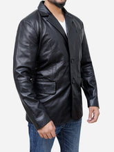 Lade das Bild in den Galerie-Viewer, Men Two Button Casual Black Genuine Leather Blazer Coat - Peter Sign