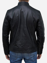Load image into Gallery viewer, Men's Classic Slim Fit Black Café Racer Leather Jacket - Peter Sign
