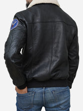 Load image into Gallery viewer, Black Leather Jacket With Shearling Collar - Men's Genuine