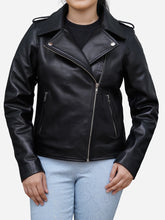 Load image into Gallery viewer, Women's Black Biker Jacket in Genuine Leather
