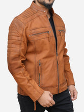 Load image into Gallery viewer, Distressed Leather Motorcycle Jacket Men's For Bike Rider - Peter Sign