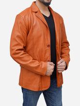 Load image into Gallery viewer, Men Causal Two Button Tan Brown Real Leather Blazer - Peter Sign
