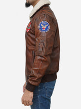 Load image into Gallery viewer, Distressed Brown Leather Jacket - Men's Waxed Flying Fighter