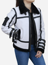 Load image into Gallery viewer, Medusa Women's B3 White Leather Bomber Jacket - Peter Sign