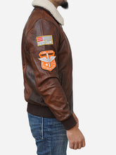 Load image into Gallery viewer, Men's Waxed Flying Fighter Jacket in Distressed Brown Leather