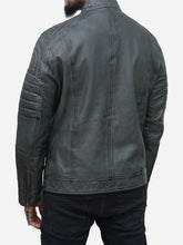Load image into Gallery viewer, Men's Grey Lambskin Motorcycle Jacket in Leather