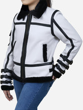 Load image into Gallery viewer, Medusa Women's B3 White Leather Bomber Jacket - Peter Sign