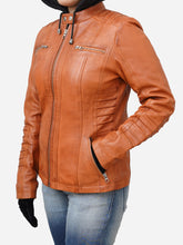 Load image into Gallery viewer, Women's Tan Brown Real Lambskin Hooded Leather Jacket