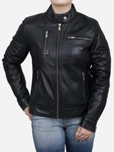 Load image into Gallery viewer, Chloe Women's Classic Black Biker Leather Jacket - Peter Sign